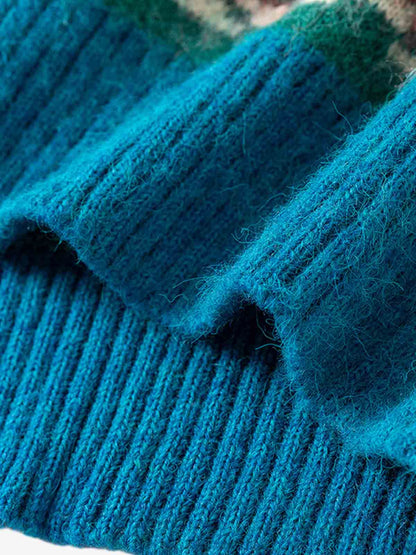 Vintage Striped Jacquard Polo Knit Sweater 