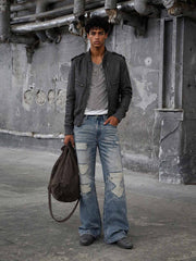 Ripped Studded Bootcut Jeans