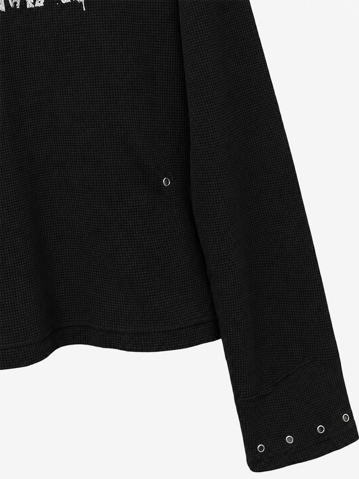 Waffelstrick-T-Shirt mit Metalldetails
