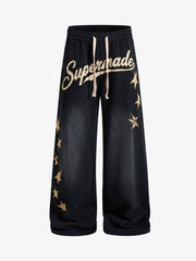 Distressed Foam Graphic Drawstring Sweatpants