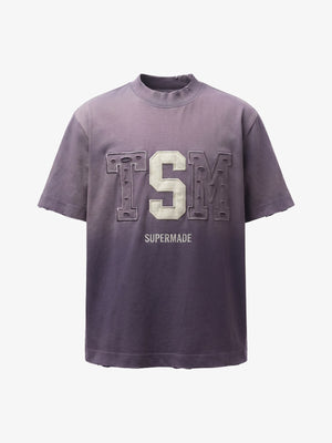 Distressed Appliqué Mud-Wash T-Shirt 
