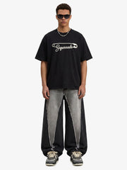 Distressed Safety Pin Cropped T-Shirt 