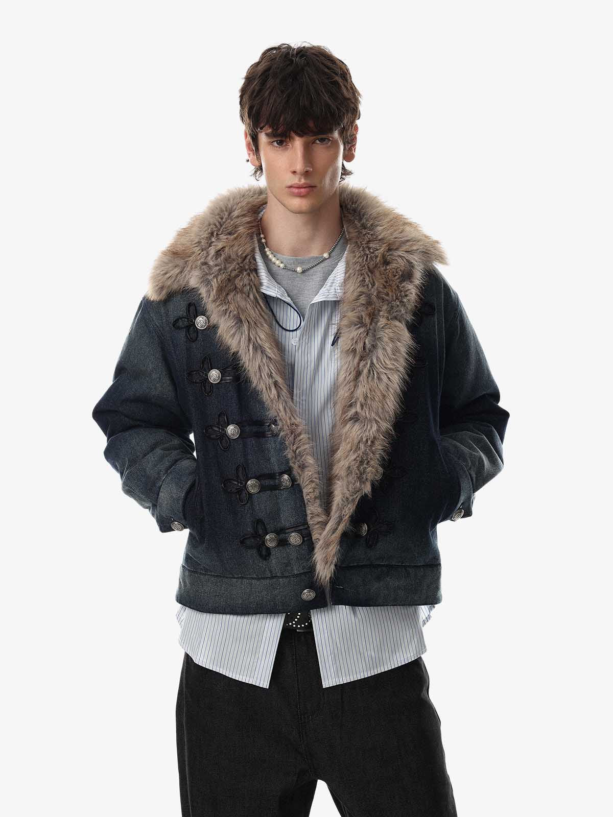 Faux-Fur Collar Multi-Button Quilted Coat