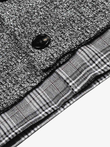 Textured Knit Plaid Layered Shirt 
