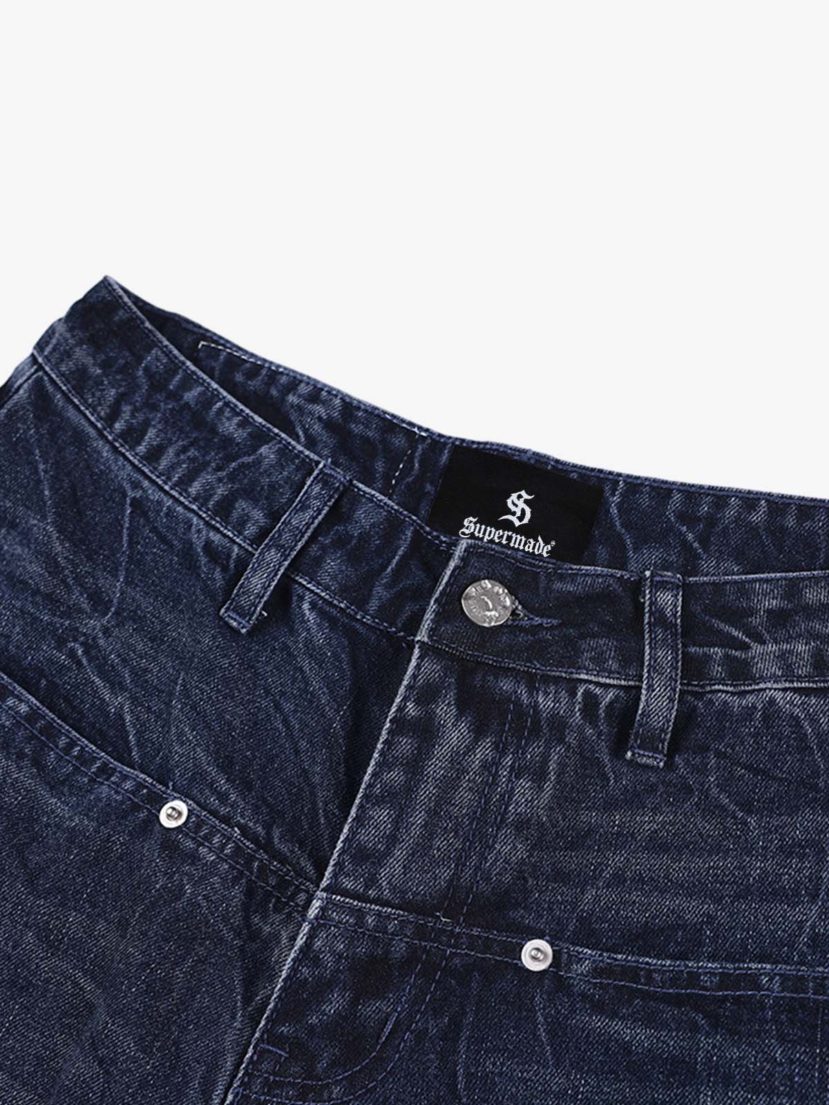 Wide Leg Washed Denim Shorts