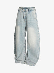 Denim Washed Distressed Barrel Jeans - 2511 