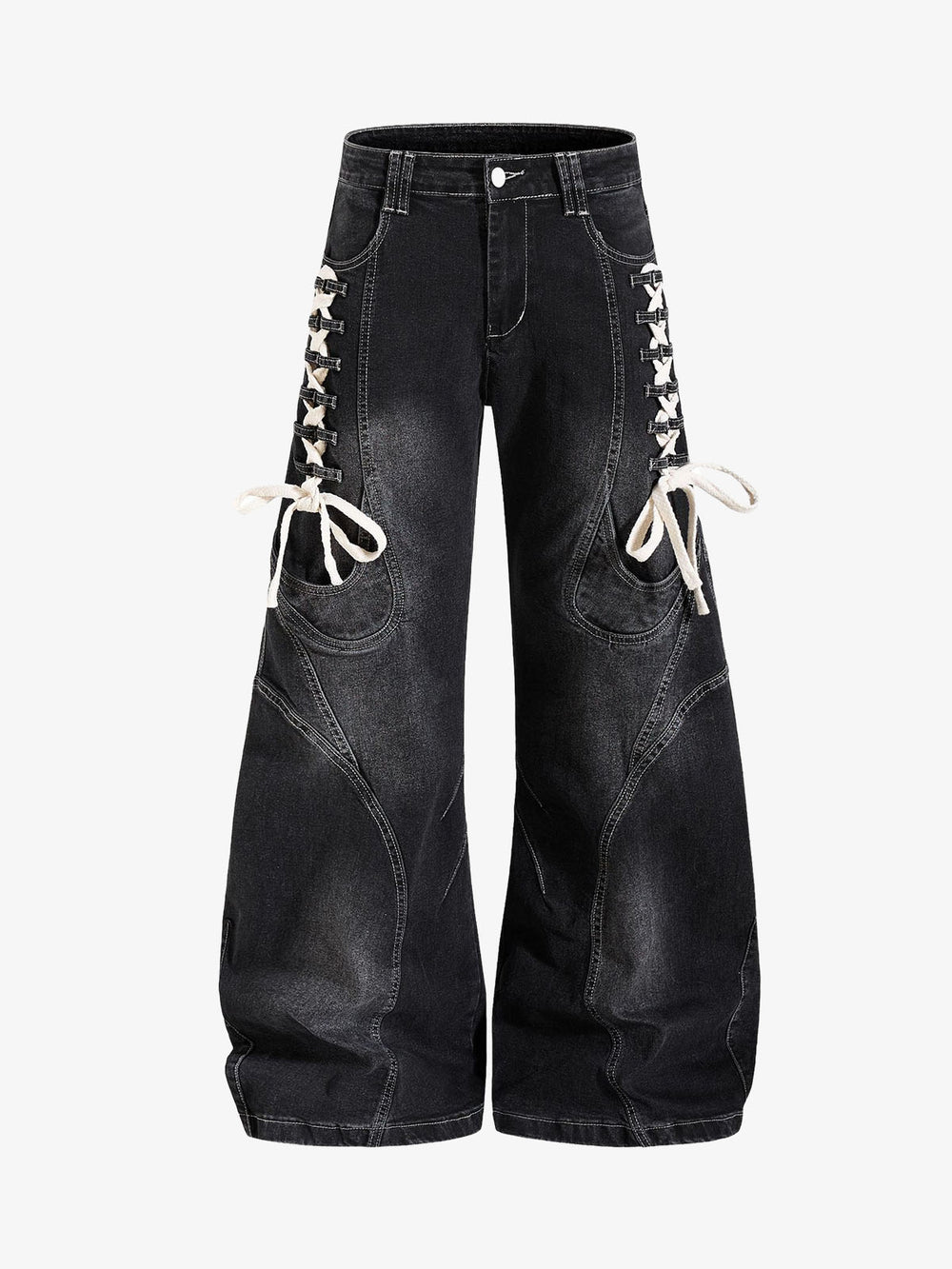 Lace-Up Denim Jeans