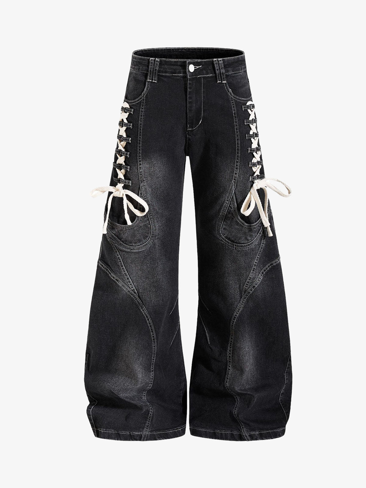 Lace-Up Denim Jeans
