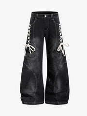 Lace-Up Denim Jeans