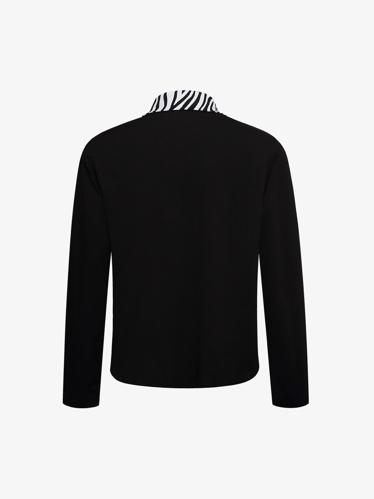 Zebra Letter Graphic Collared Long Sleeve Tee
