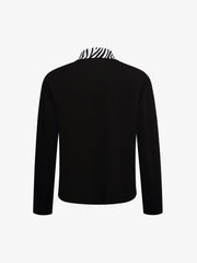 Zebra Letter Graphic Collared Long Sleeve Tee