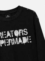 Waffelstrick-T-Shirt mit Metalldetails
