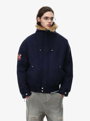 Studded Badge Embroidered Padded Coat