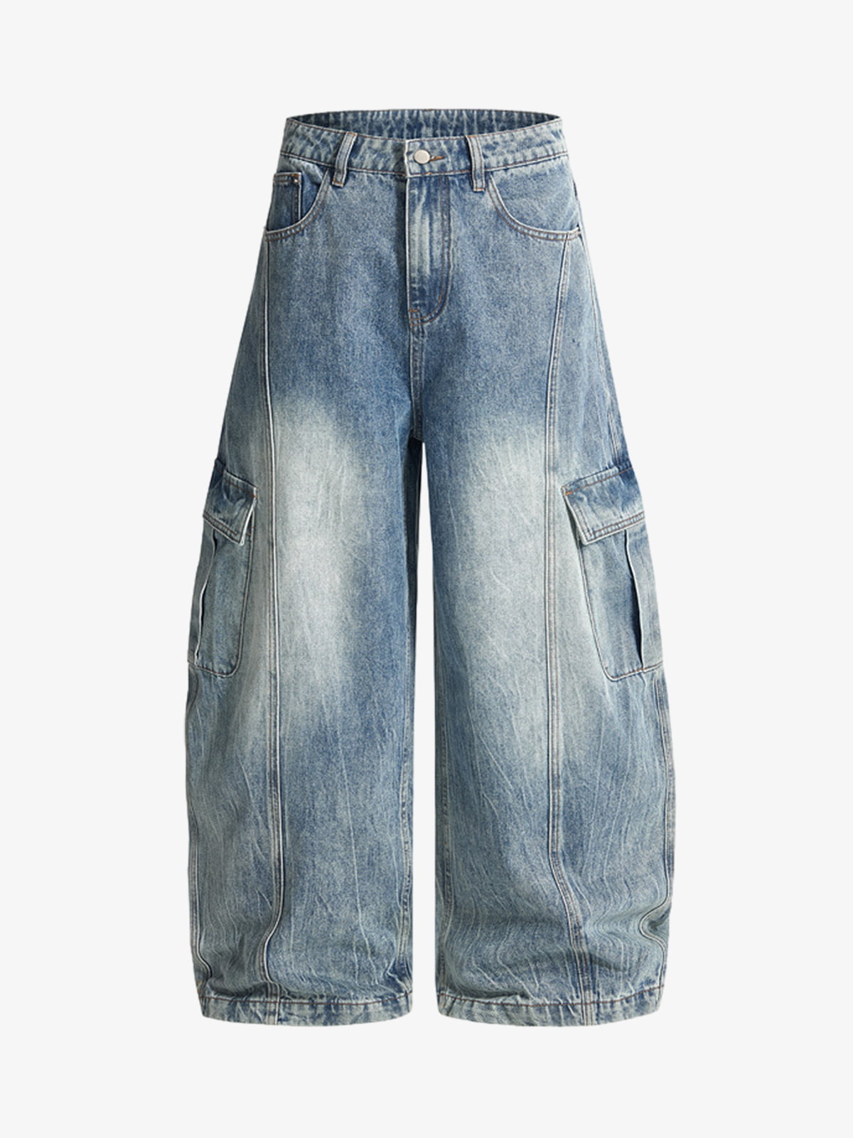 Vintage Cargo Pocket Washed Barrel Jeans 