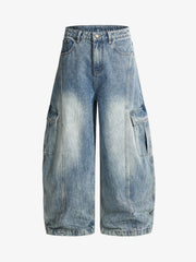 Vintage Cargo Pocket Washed Barrel Jeans 