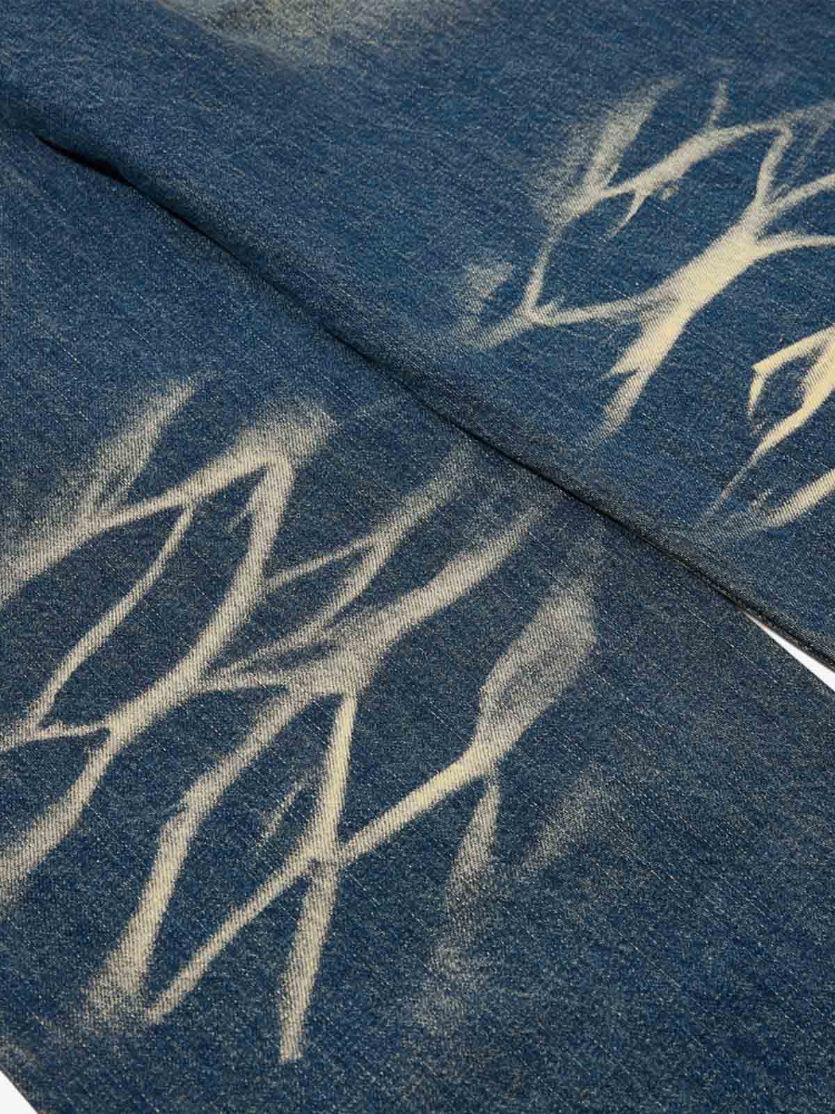 Vintage Washed Distressed Straight-Leg Jeans 