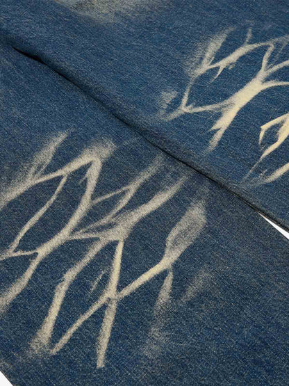 Vintage Washed Distressed Straight-Leg Jeans 