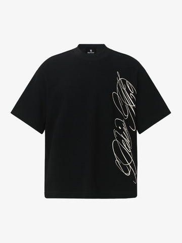 Side Script Waffle Knit T-Shirt