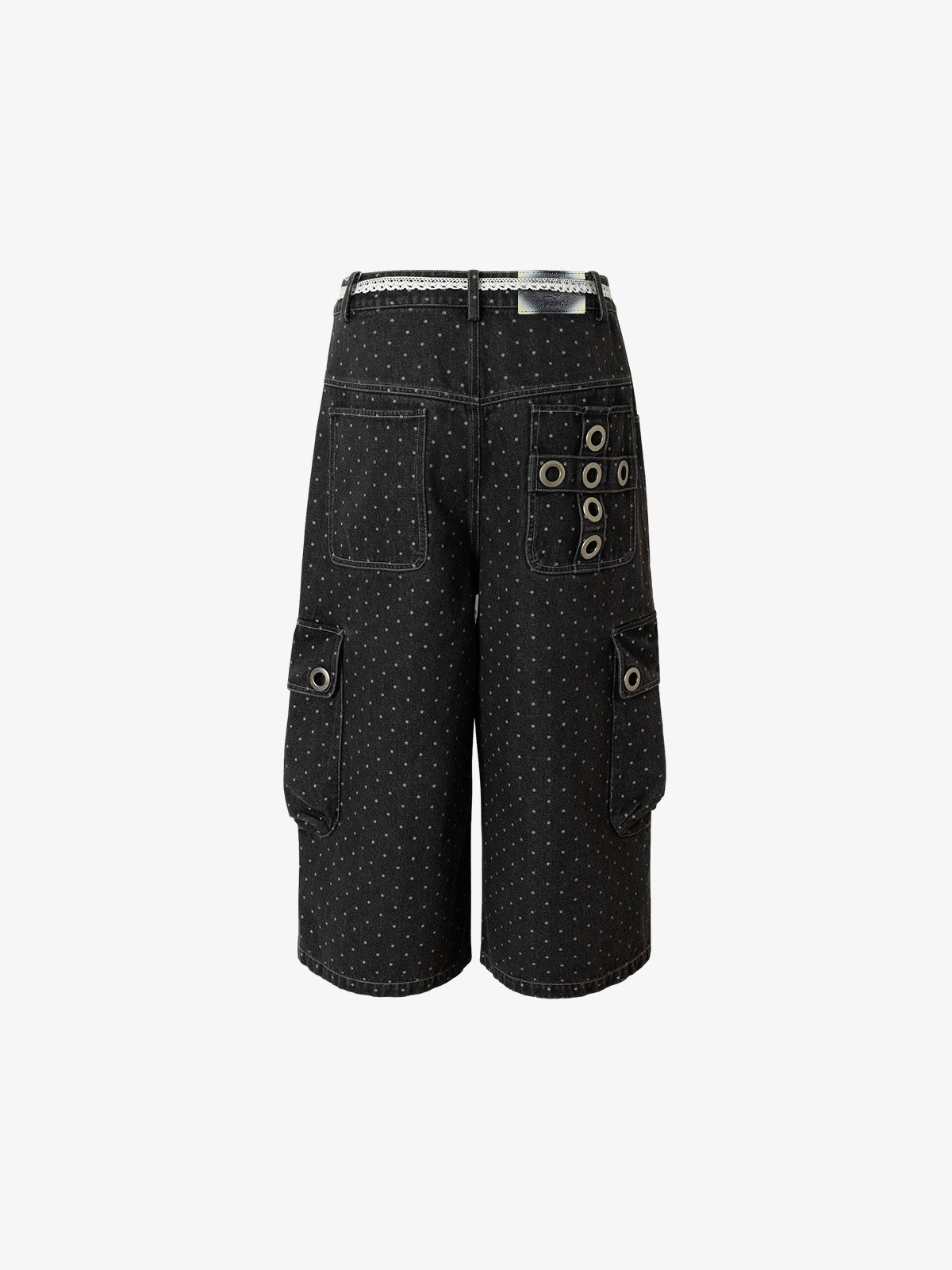 Polka Dot Denim Cargo Shorts
