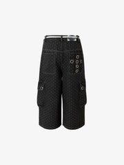 Polka Dot Denim Cargo Shorts