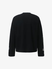 Studded Waffle Figure Print  Long Sleeve Tee