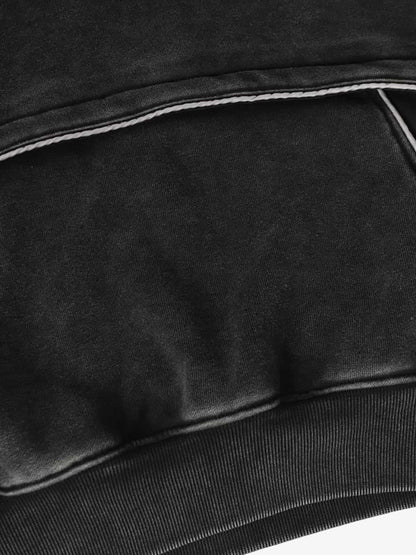 Retro Deconstructed Patchwork Washed Hoodie 