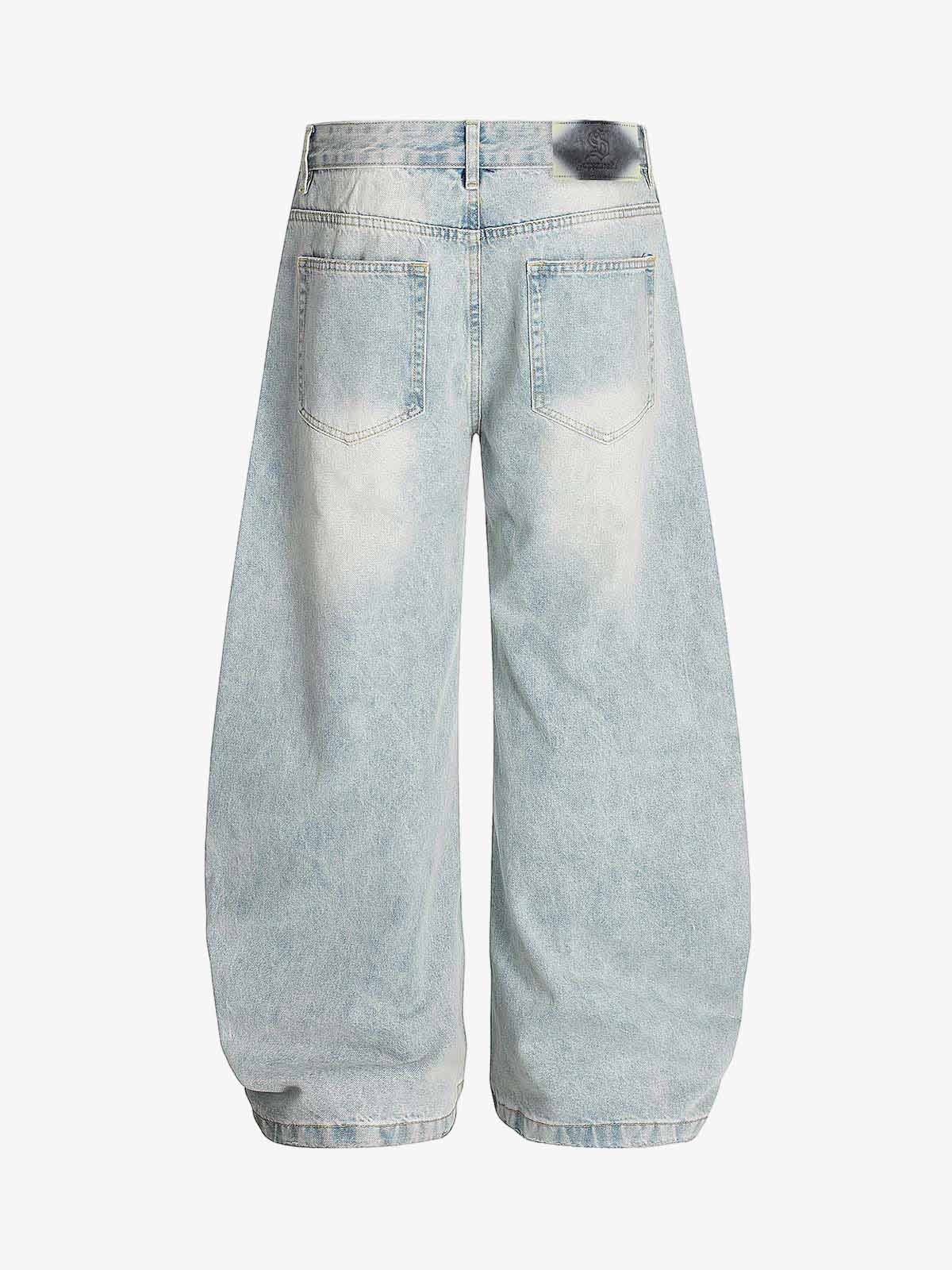 Denim Washed Distressed Barrel Jeans - 2511 
