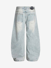 Denim Washed Distressed Barrel Jeans - 2511 