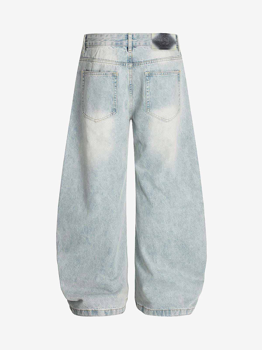 Denim Washed Distressed Barrel Jeans - 2511 