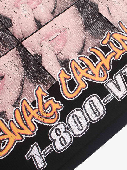 Studded Mouth Graphic Waffle Long Sleeve Tee
