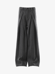 Deep-Pleat Striped Wide-Leg Trousers