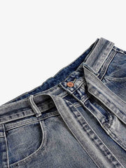 Belted Curved Seam Wide Leg Jorts 