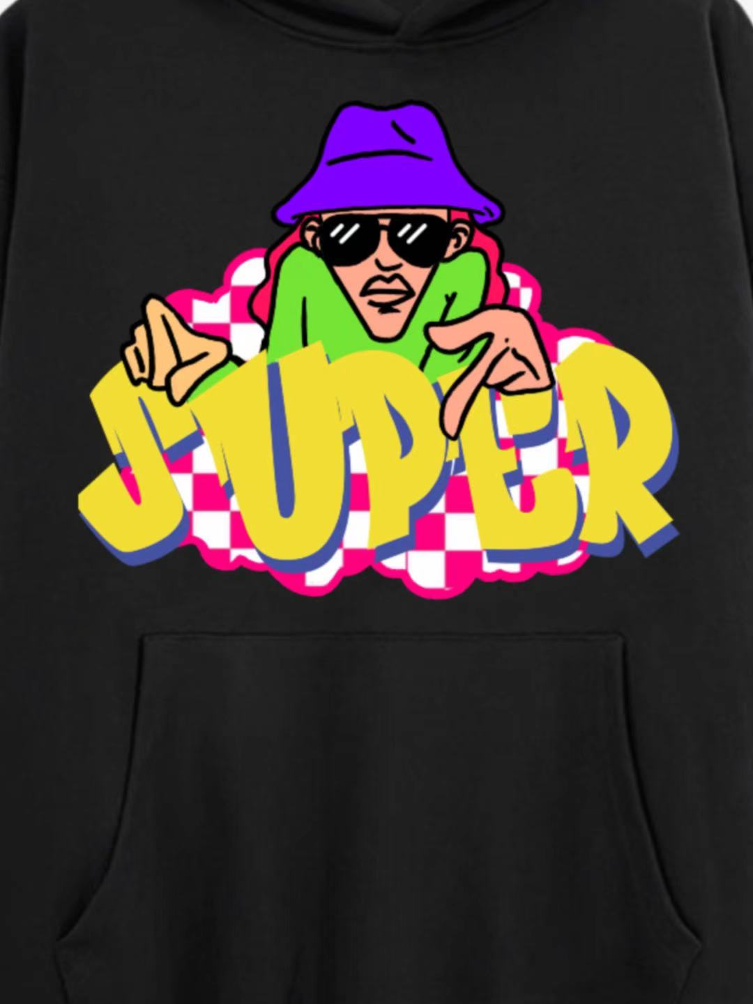 Colorful Graphic Hoodie with 'SUPER' Design 