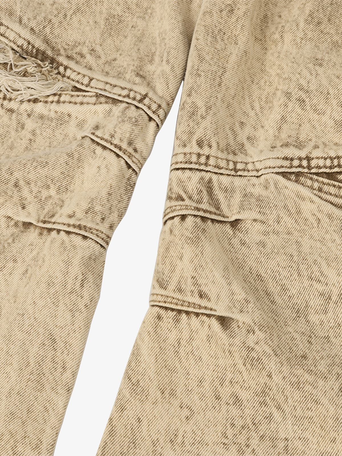 Distressed Raw-Edge Panel Sculpted Wide-Leg Jeans - 2590 