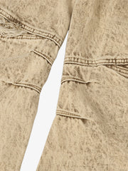 Distressed Raw-Edge Panel Sculpted Wide-Leg Jeans - 2590 