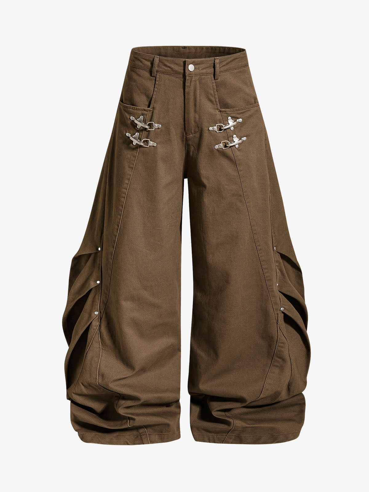Metal Button Baggy Cargo Pants