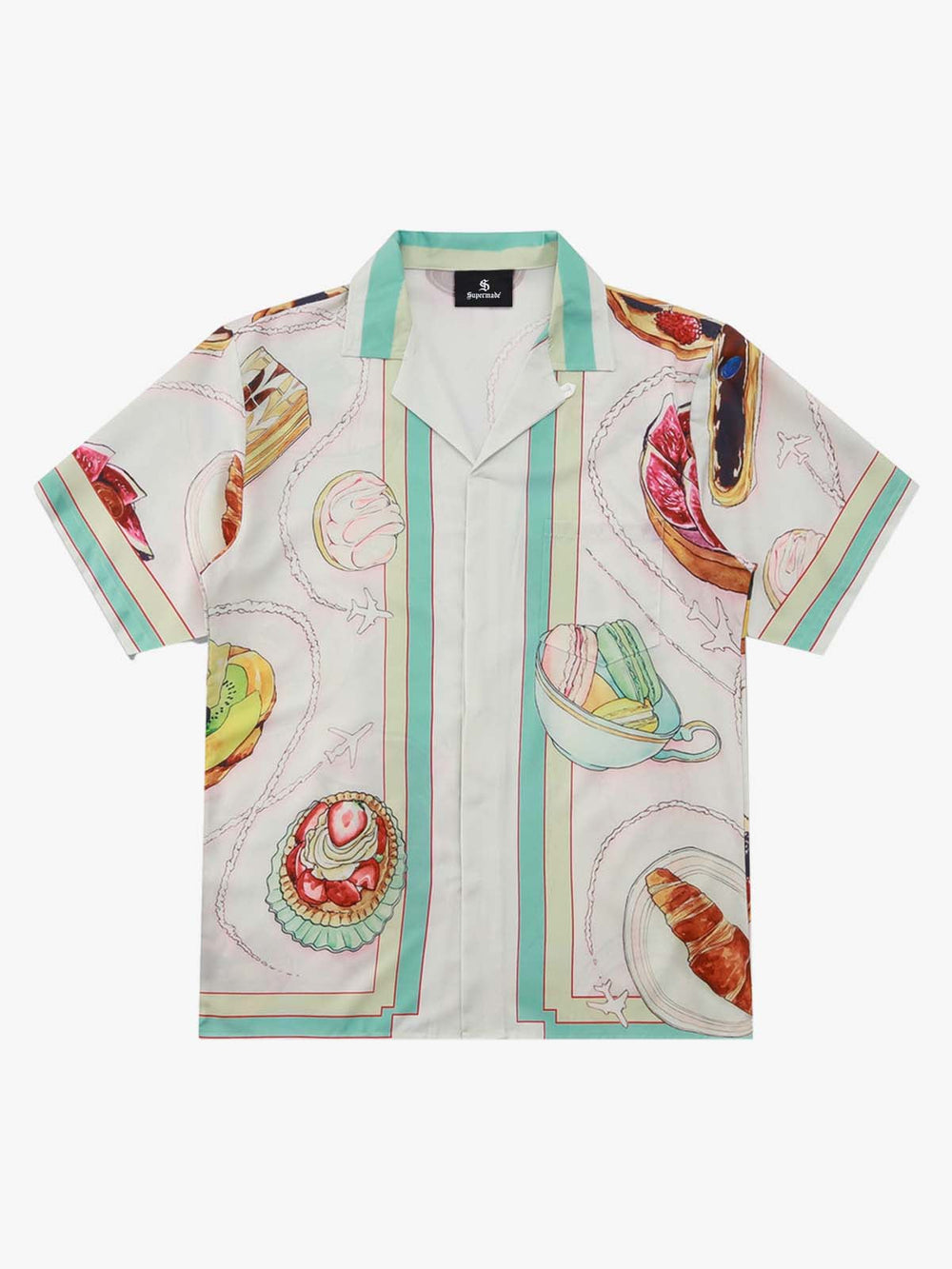 Vintage Macaron Color-Block Camp Collar Boxy Shirt 