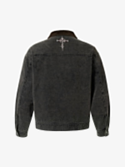 Distressed Graphic Denim Jacket for Men - Perfect for Casual and Streetwear Styles 
