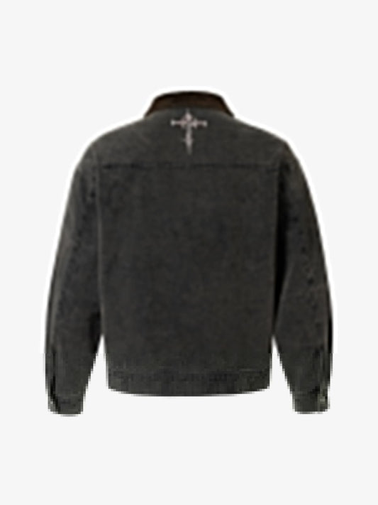 Distressed Graphic Denim Jacket for Men - Perfect for Casual and Streetwear Styles 