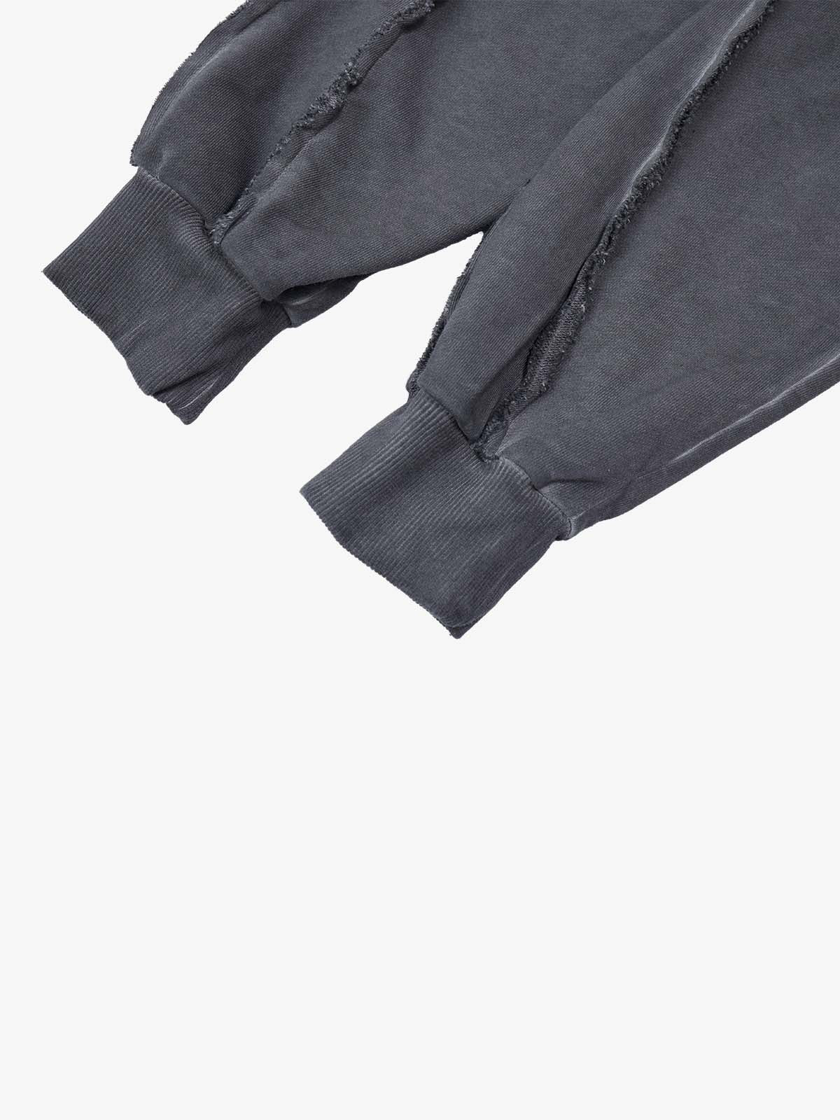 Heavyweight Washed Distressed Raw-Edge Long Sleeve Tee; Dark Gray / M, Dark Gray / L, Dark Gray / XL