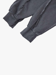 Heavyweight Washed Distressed Raw-Edge Long Sleeve Tee; Dark Gray / M, Dark Gray / L, Dark Gray / XL