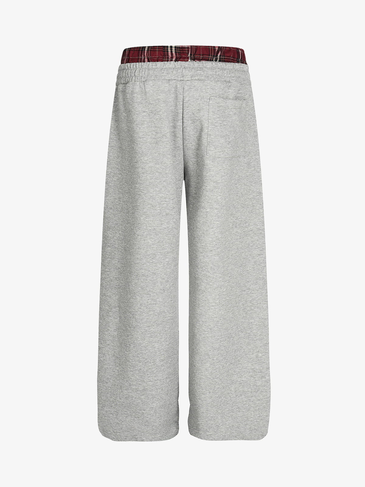 Wide-Leg Lounge Pants with Plaid Waistband and Stylish Lettering 