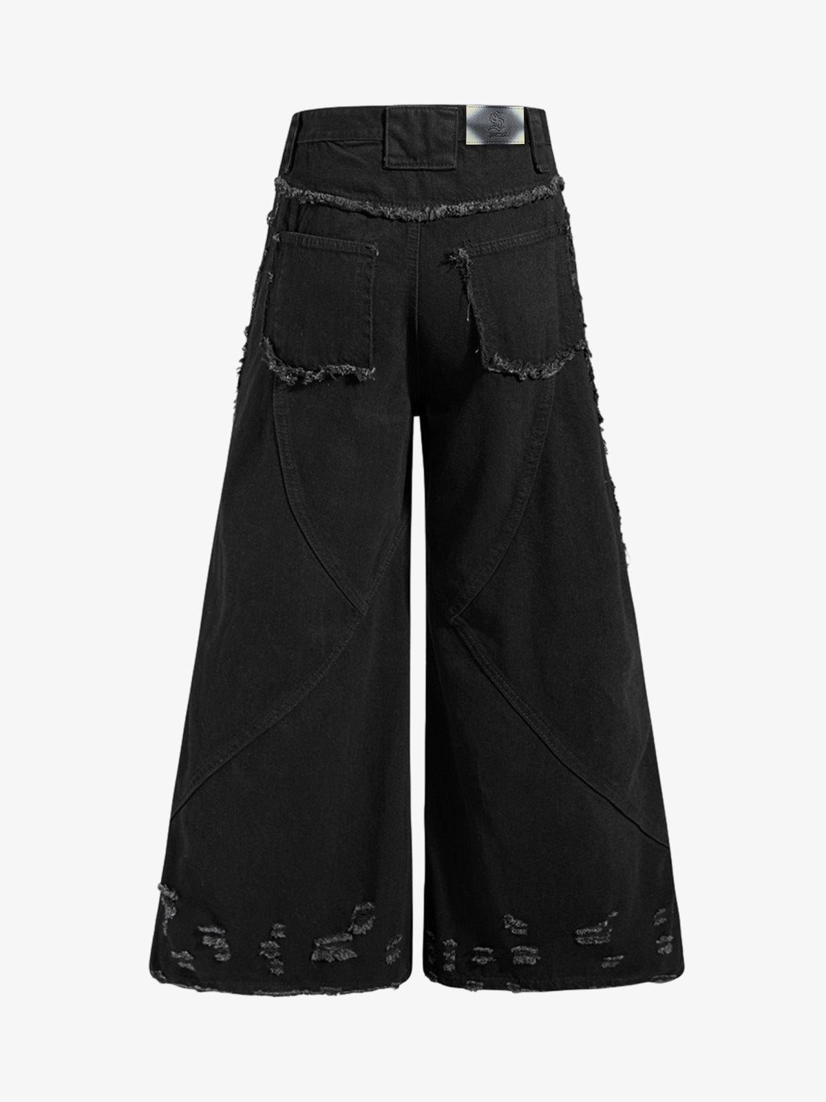 Deconstructed Zipper-Spliced Whiskered Raw-Hem Jeans