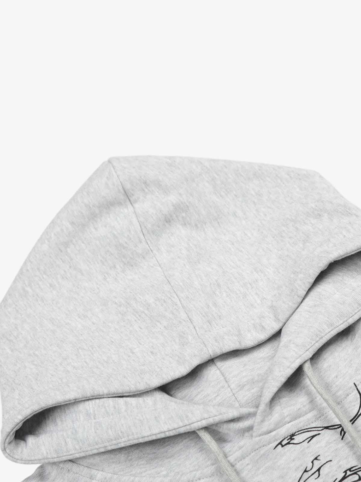 Floral Line Art Studded Pocket Hoodie