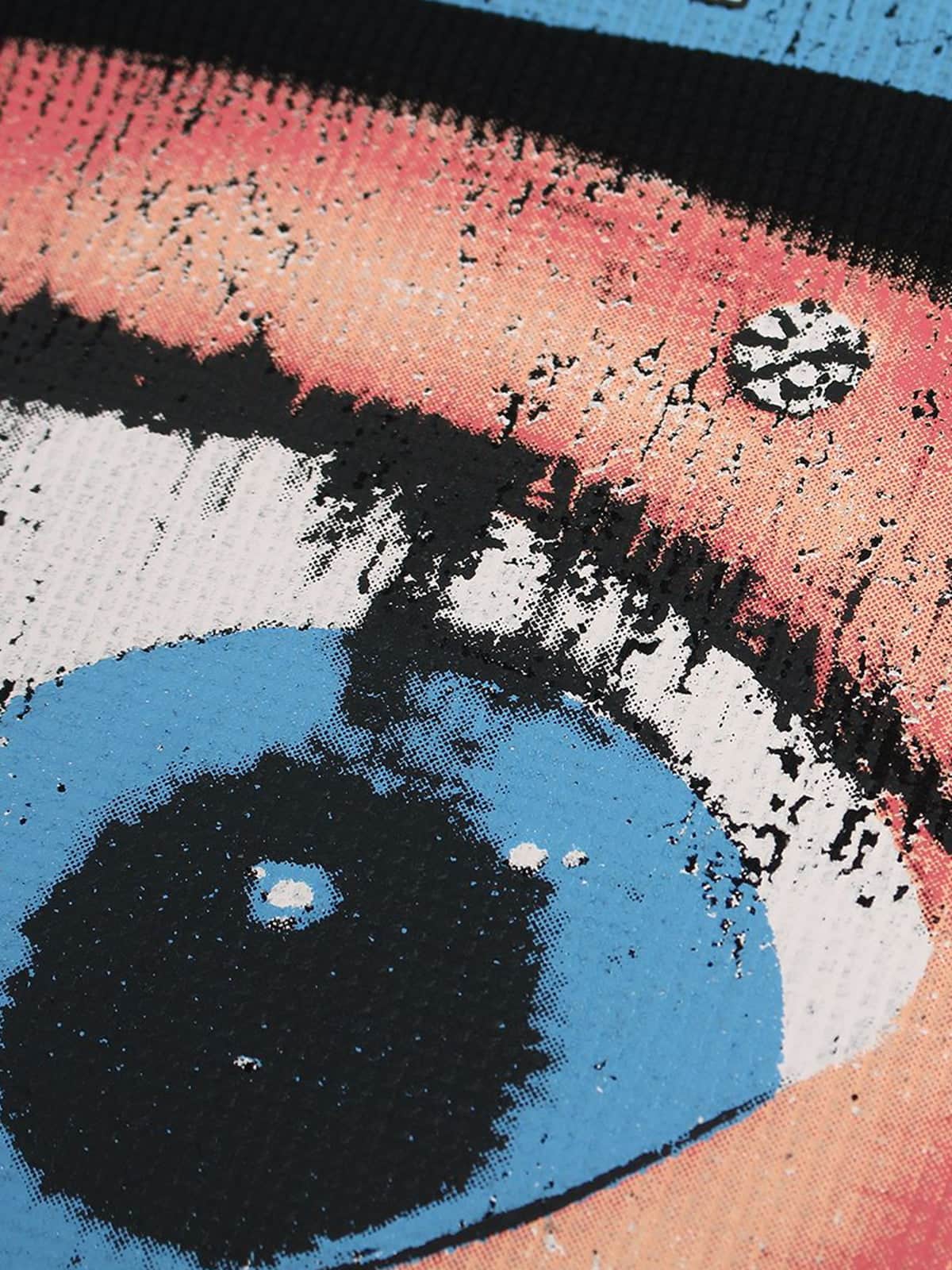 Cotton Waffle Knit Graphic T-Shirt with The Supermade Records Print for Men 