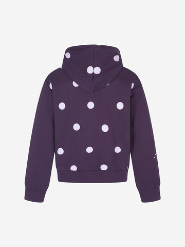 Polka Dot Logo Embroidered Cross Appliqué Zip Hoodie