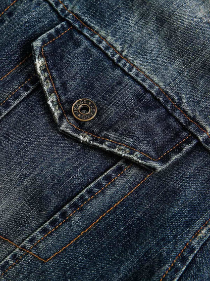 Retro Washed Workwear Denim Hooded Jacket 