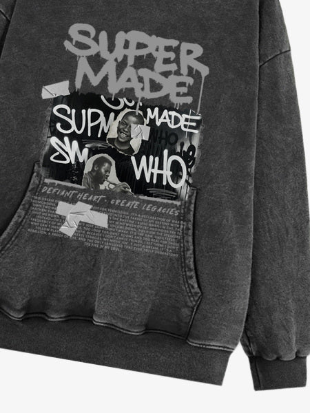 SupermadeTrendy Retro Graffiti Character Hooded Sweatshirt 