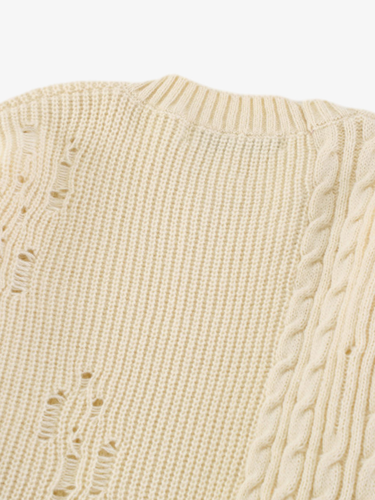Cable Knit Crochet Hole Sweater 