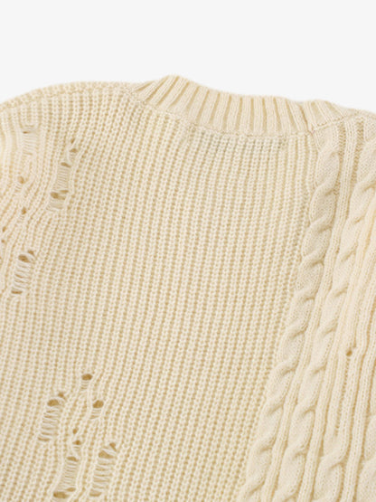 Cable Knit Crochet Hole Sweater 